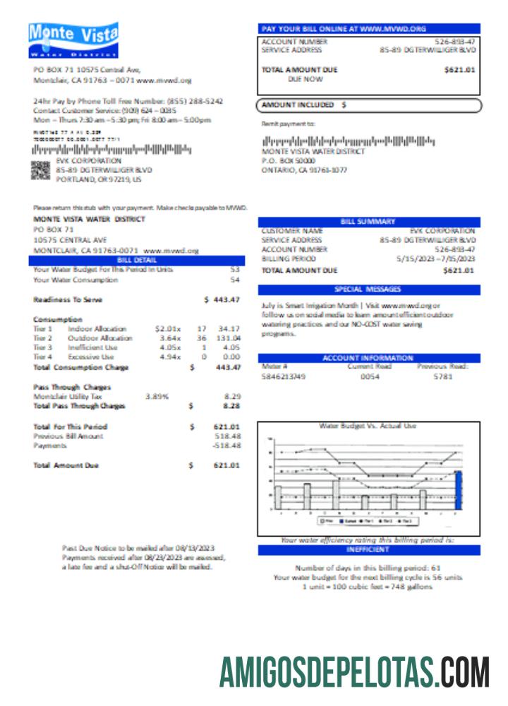 Projeto de lei de serviços públicos do distrito aquático de Monte Vista, Califórnia, SCR exemplo
